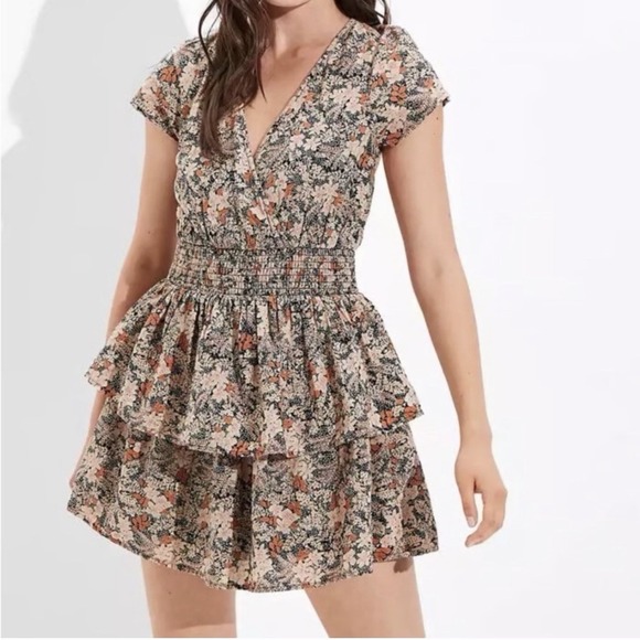 American Eagle Outfitters Dresses & Skirts - American Eagle S Floral Garden Party Tiered Mini Dress Ruffles Cottagecore Derby